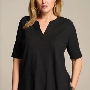 Pure Jill Hemp and Cotton Black Women's Top